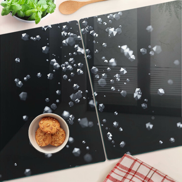 Tagliere in vetro temperato con motivo di bolle di cristallo su sfondo nero