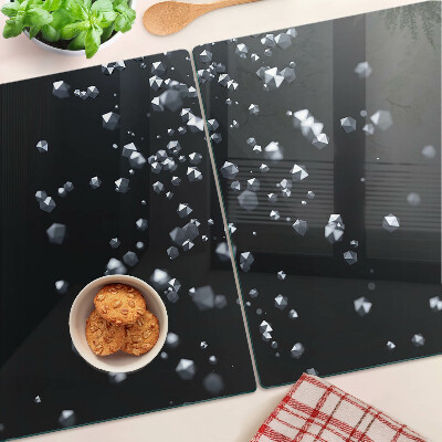 Tagliere in vetro temperato con motivo di bolle di cristallo su sfondo nero