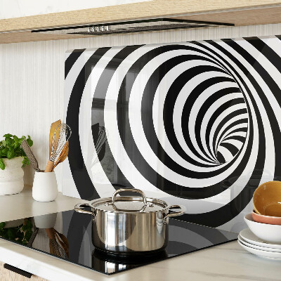 Tagliere in vetro temperato con motivo a spirale in bianco e nero