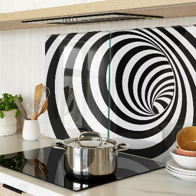 Tagliere in vetro temperato con motivo a spirale in bianco e nero