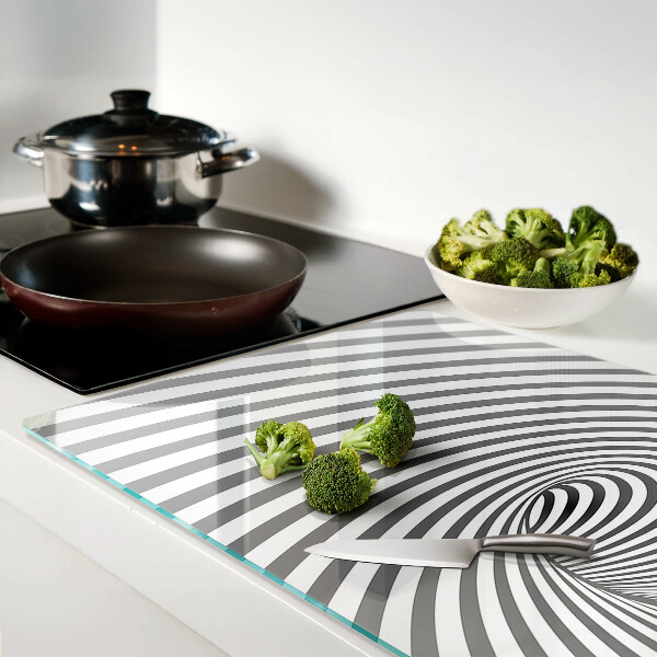 Tagliere in vetro temperato con motivo a spirale ottica