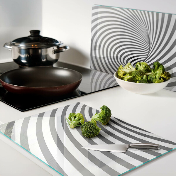 Tagliere in vetro temperato con motivo a spirale ottica