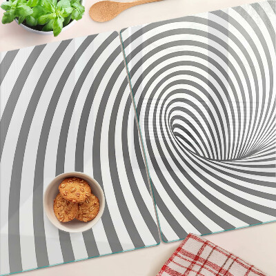 Tagliere in vetro temperato con motivo a spirale ottica