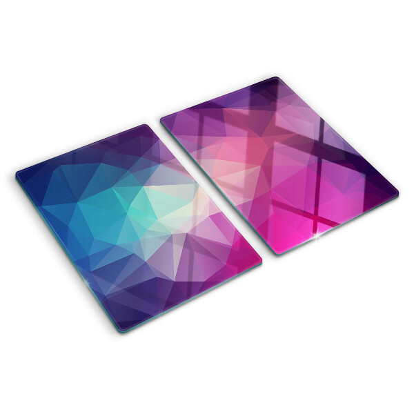 Tagliere in vetro con motivo geometrico nei toni del rosa e del blu