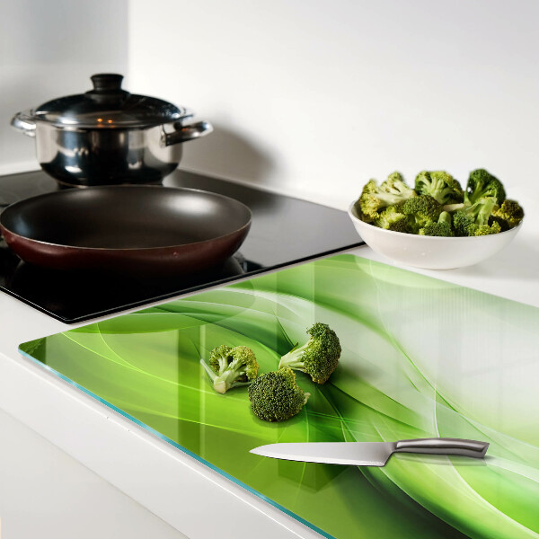 Tagliere in vetro con motivo a onde verdi e sfumature