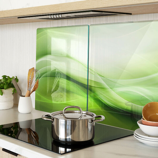 Tagliere in vetro con motivo a onde verdi e sfumature