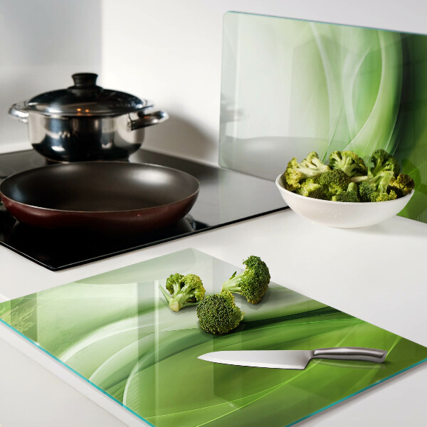 Tagliere in vetro con motivo a onde verdi e sfumature