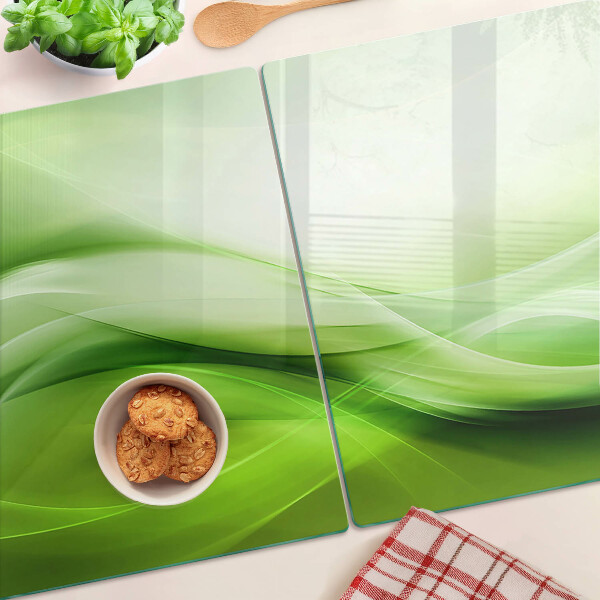 Tagliere in vetro con motivo a onde verdi e sfumature