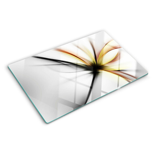 Tagliere in vetro temperato con motivo astratto floreale e linee dinamiche