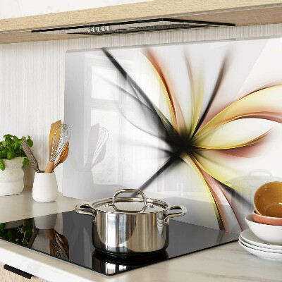 Tagliere in vetro temperato con motivo astratto floreale e linee dinamiche