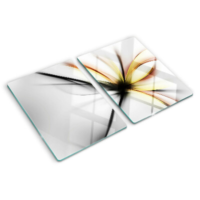 Tagliere in vetro temperato con motivo astratto floreale e linee dinamiche