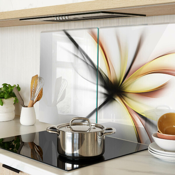 Tagliere in vetro temperato con motivo astratto floreale e linee dinamiche
