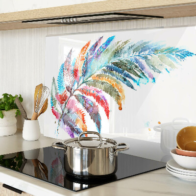 Tagliere in vetro temperato con motivo di foglie di felce nei colori dell'arcobaleno