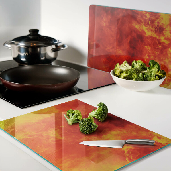 Tagliere in vetro con motivo «Fuoco e fiamme»