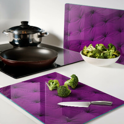 Tagliere in vetro temperato con motivo trapuntato in viola