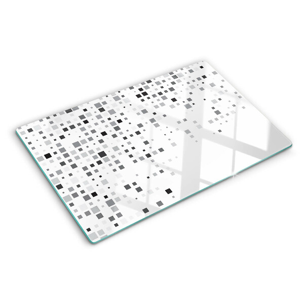 Tagliere in vetro temperato con motivi geometrici nei toni del grigio