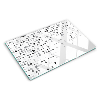 Tagliere in vetro temperato con motivi geometrici nei toni del grigio