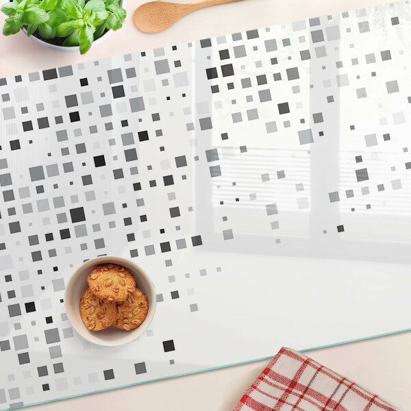 Tagliere in vetro temperato con motivi geometrici nei toni del grigio