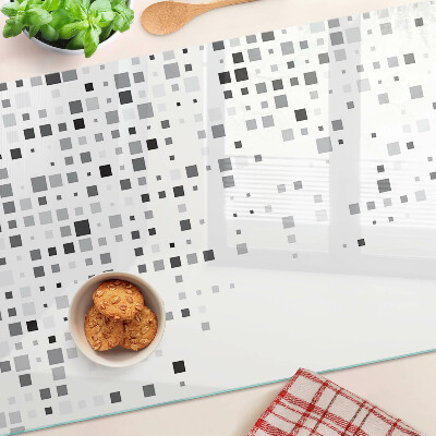 Tagliere in vetro temperato con motivi geometrici nei toni del grigio