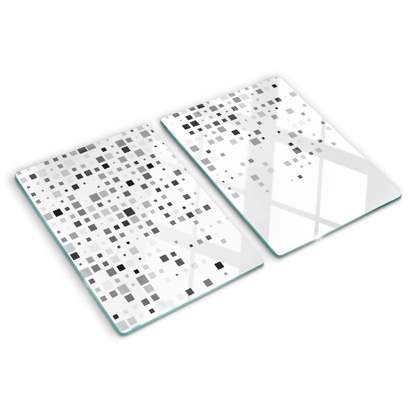 Tagliere in vetro temperato con motivi geometrici nei toni del grigio