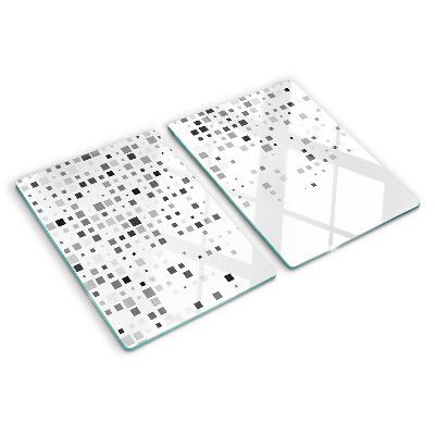 Tagliere in vetro temperato con motivi geometrici nei toni del grigio