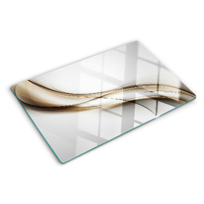 Tagliere in vetro temperato con motivo a onde nei toni del beige