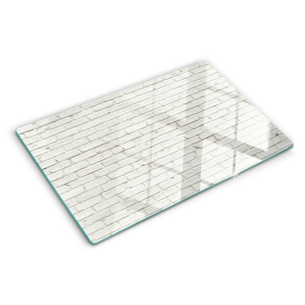 Tagliere in vetro temperato Muro di mattoni in colore bianco