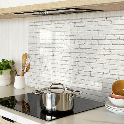 Tagliere in vetro temperato Muro di mattoni in colore bianco