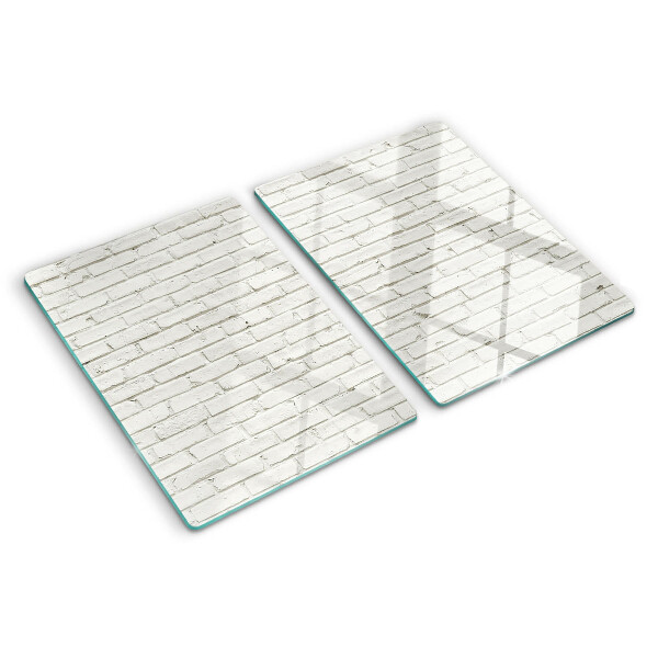 Tagliere in vetro temperato Muro di mattoni in colore bianco