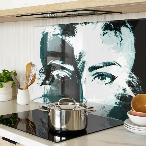 Tagliere in vetro temperato con ritratto in stile astratto