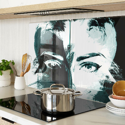 Tagliere in vetro temperato con ritratto in stile astratto