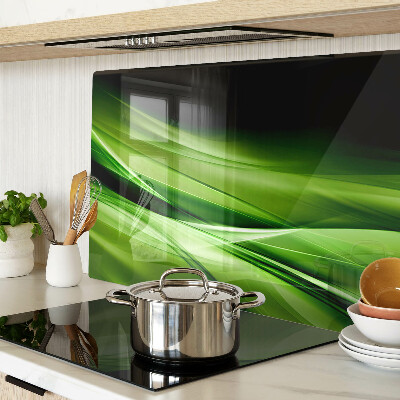 Tagliere in vetro temperato con motivo a onde verdi astratte