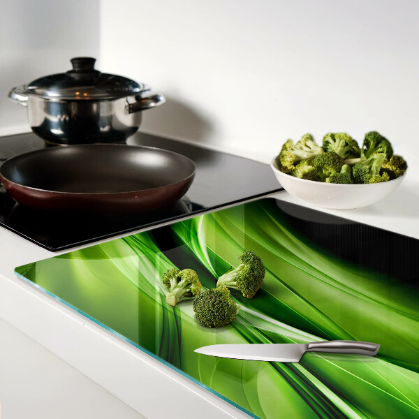 Tagliere in vetro temperato con motivo a onde verdi astratte