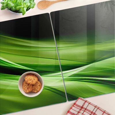 Tagliere in vetro temperato con motivo a onde verdi astratte