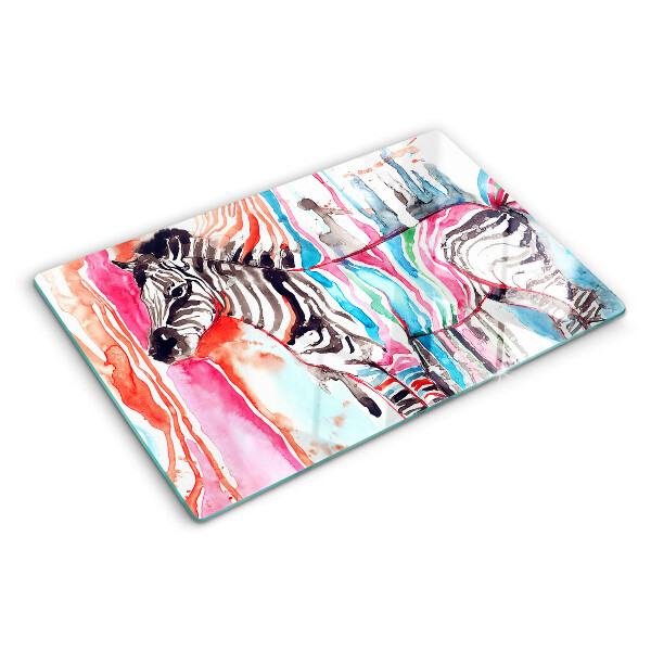 Tagliere in vetro temperato con motivo zebra a strisce colorate