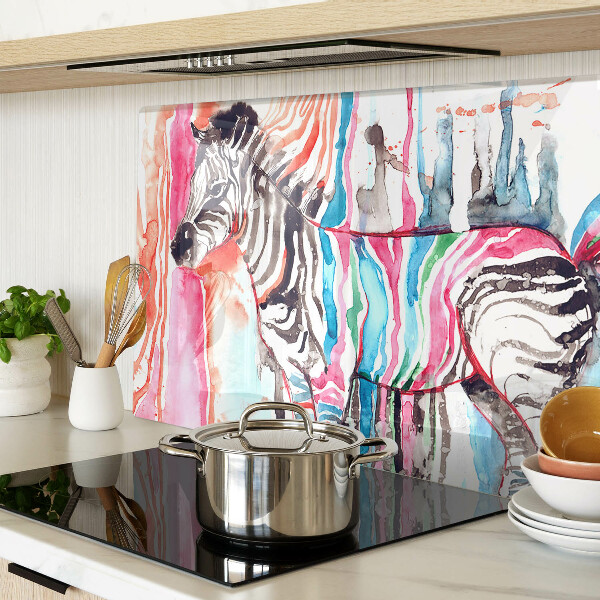 Tagliere in vetro temperato con motivo zebra a strisce colorate