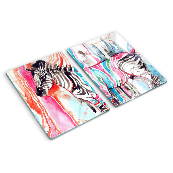 Tagliere in vetro temperato con motivo zebra a strisce colorate