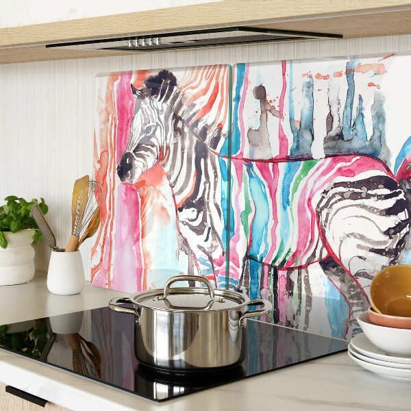 Tagliere in vetro temperato con motivo zebra a strisce colorate