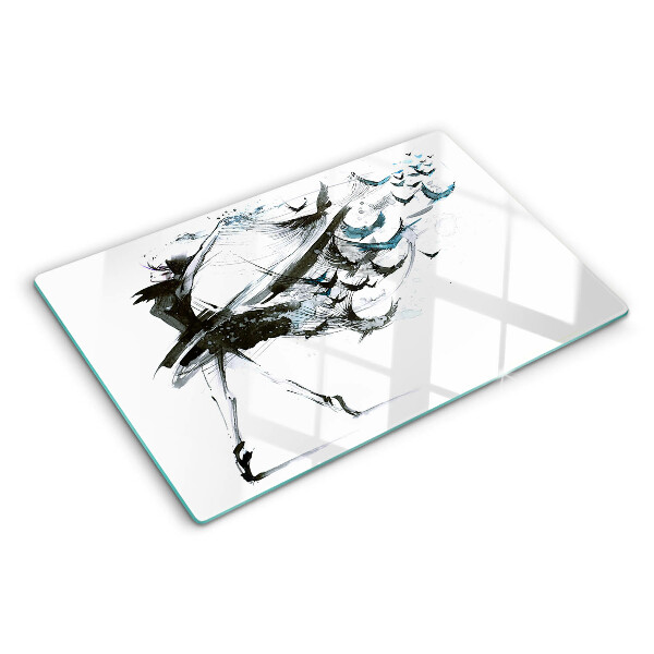 Tagliere in vetro con decorazione 'Danza alata'
