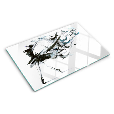 Tagliere in vetro con decorazione 'Danza alata'