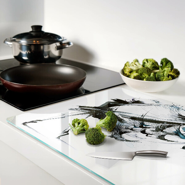 Tagliere in vetro con decorazione 'Danza alata'