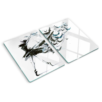 Tagliere in vetro con decorazione 'Danza alata'