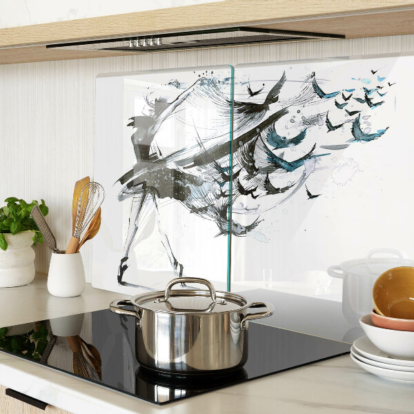 Tagliere in vetro con decorazione 'Danza alata'