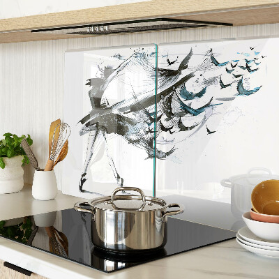 Tagliere in vetro con decorazione 'Danza alata'