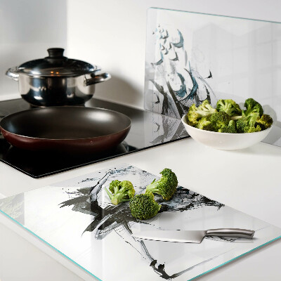 Tagliere in vetro con decorazione 'Danza alata'