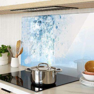 Tagliere in vetro temperato con motivo a fiore di dente di leone e gocce d'acqua