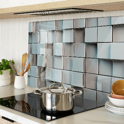 Tagliere in vetro temperato con motivo a piastrelle geometriche nei toni del blu