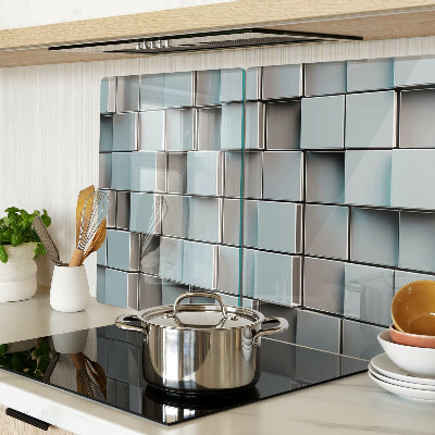 Tagliere in vetro temperato con motivo a piastrelle geometriche nei toni del blu