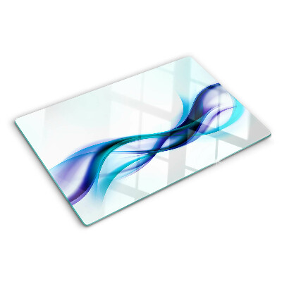 Tagliere in vetro temperato Onde nei toni del blu e turchese