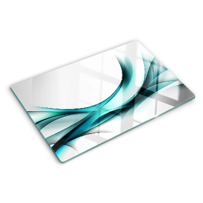 Tagliere in vetro temperato con motivo a onde nei toni del blu